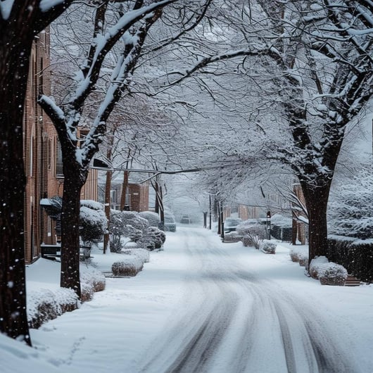 image of a snowy street