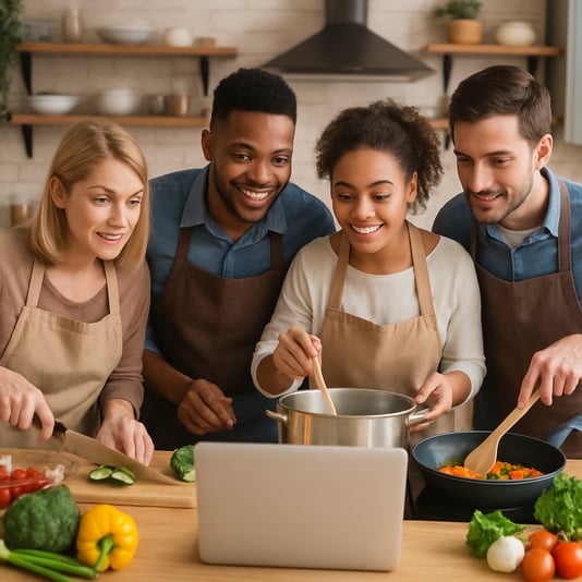 people cooking while looking at a computer-1