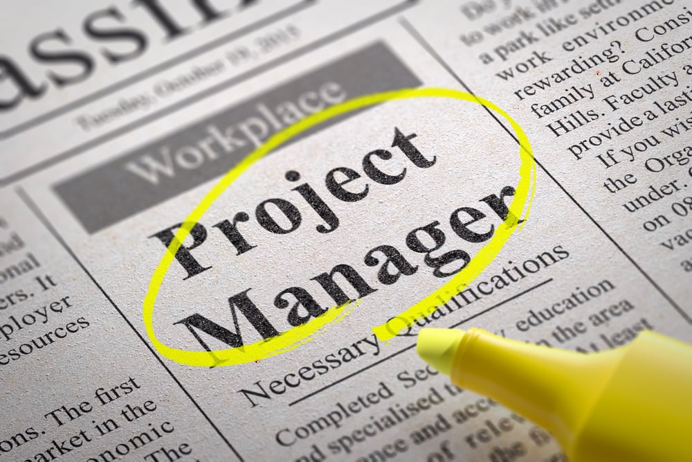 Project Manager Jobs in Newspaper. Job Search Concept.
