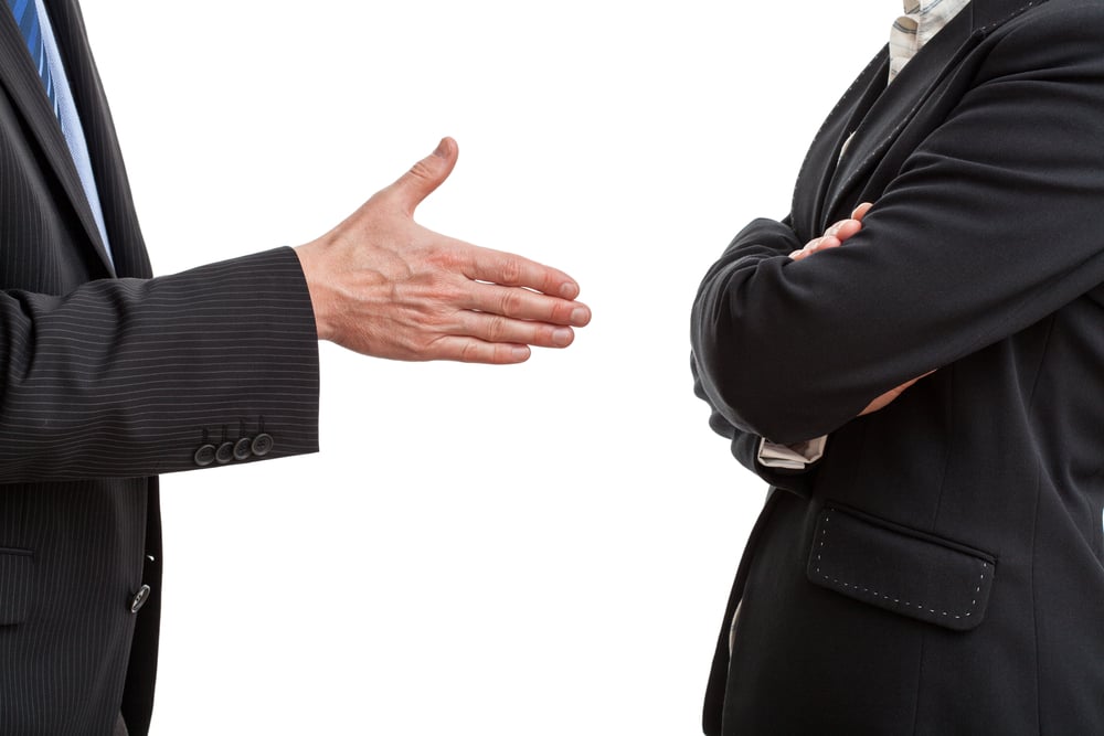 Try of handshaking between two work partners